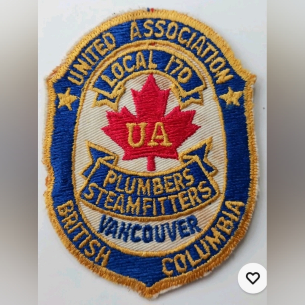 Vintage 4" Local 170 BC United Association Patch Plumbers Steamfitters Vancouver